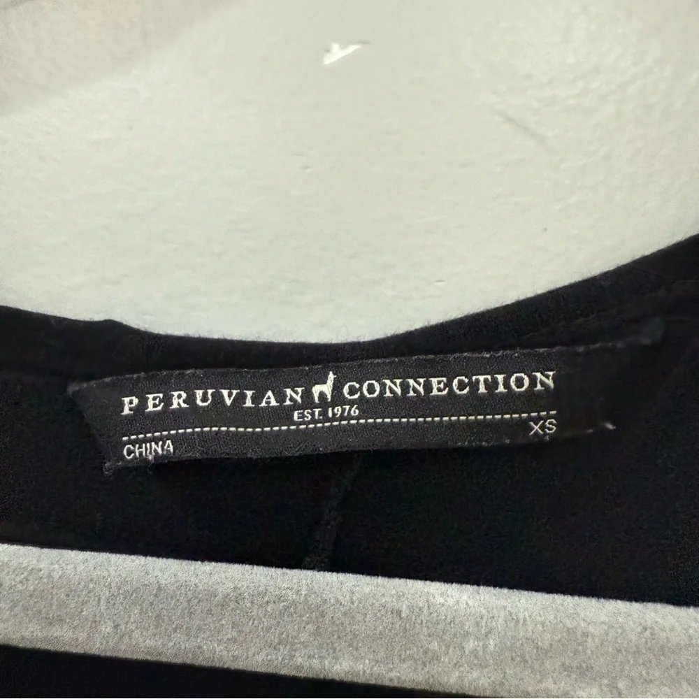 Peruvian Connection Dress Midi Bodycon Short Sleeve Mesh Overlay in Black